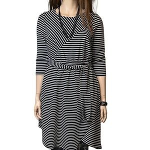 Lane Bryant Black and White Striped Asymmetrical Hem Dress Sz 18/20